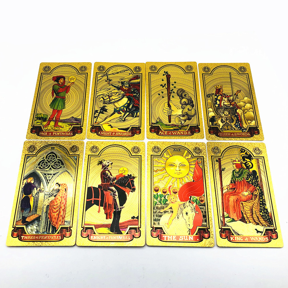 Outdoor Games Activities 1 Deck Gold Tarot Cards Plastic Tarot Home Board Game Gift cards L702 230718