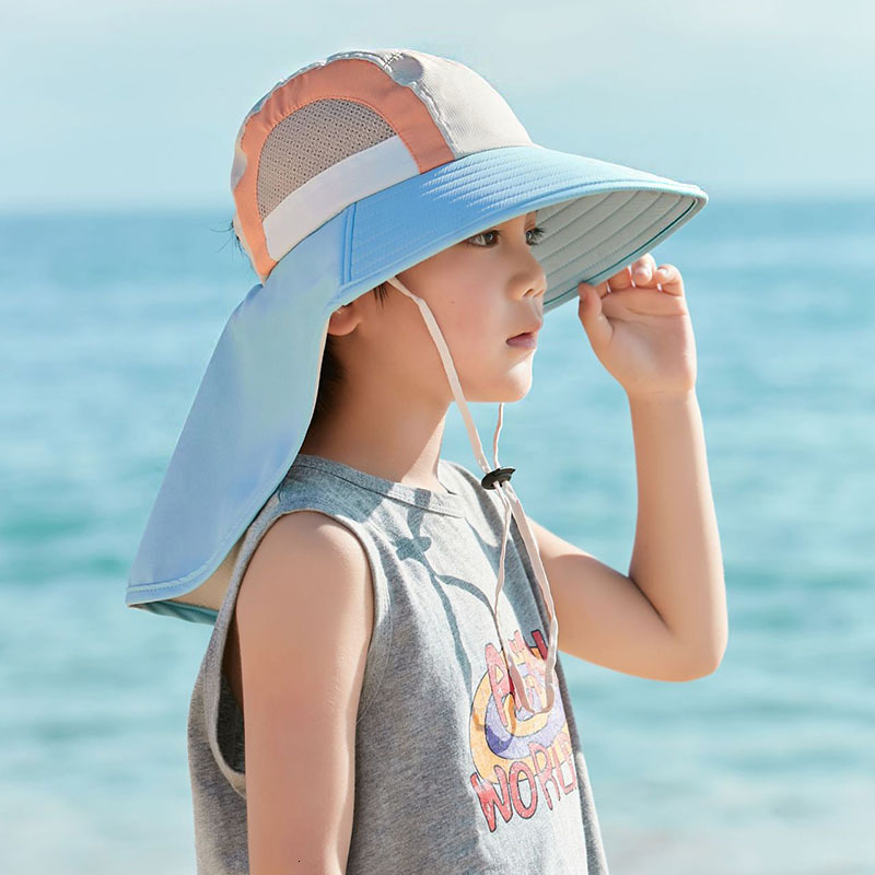 Caps Hats Summer Baby Sun Hat with Neck Flap Wide Brim Beach Hat Kids Bucket Hat UV Protection Panama Cap Outdoor Swim Vacation Beach Hat 230717