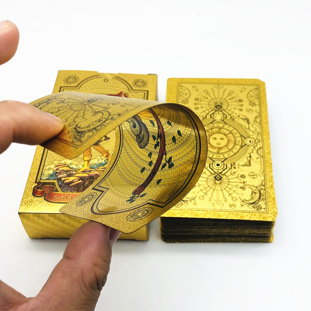 Outdoor Games Activities 1 Deck Gold Tarot Cards Plastic Tarot Home Board Game Gift cards L702 230718
