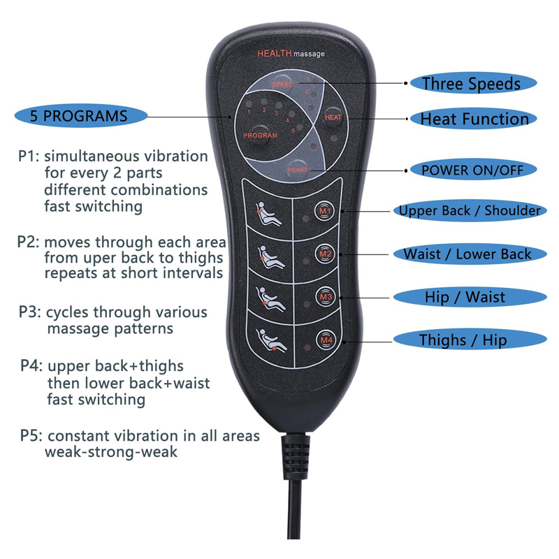 Back Massager Electric Car Massage Chair Neck Back Massager Pad Heating Vibrating Body Massage Cusion Home Car charging Relax Mat 230718