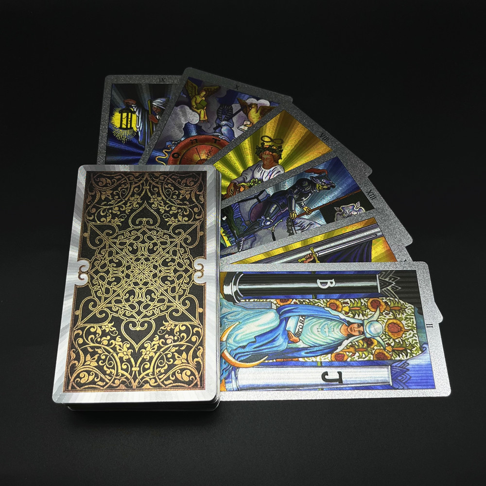 Outdoor Games Activities 1 Deck Tarot Cards Plastic With Guide Book Rider Waite Gold Silver Waterproof Durable Cards Divination 230718