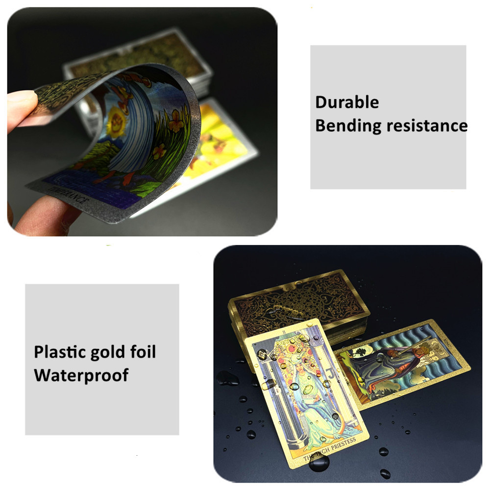 Outdoor Games Activities 1 Deck Tarot Cards Plastic With Guide Book Rider Waite Gold Silver Waterproof Durable Cards Divination 230718