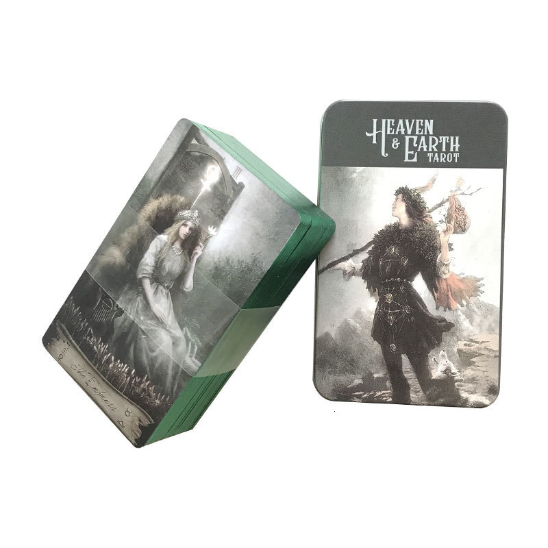 Outdoor Games Activities Heaven Earth Tarot Card Tin Box Gilded Edge Fate Divination Family Party Playing Card Game Tarot Card 78 Deck Paper Guidebook