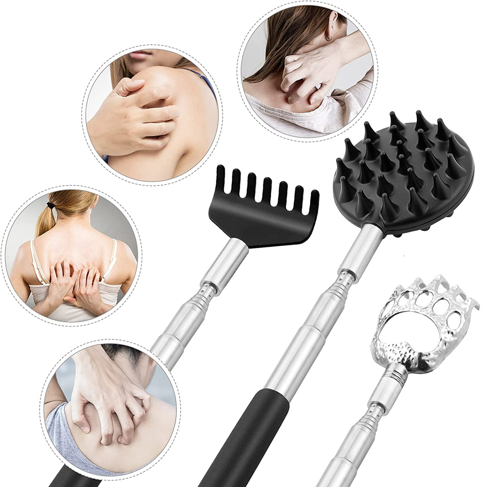 Other Massage Items Telescoping Back Scratcher with 3Pcs Detachable Scratching Heads Bear Claw Back Scratcher Extendable Backcratchers for Men Women 2