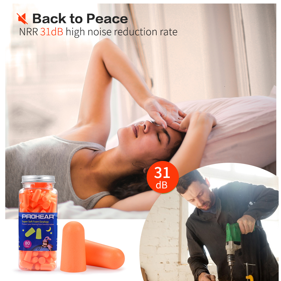 Earplugs ZOHAN 80 Pairs Foam Ear Plugs Noise reusable BlockerFilter soundproof earmuffs for sleeping earplugs silicone Carrying Case 230717