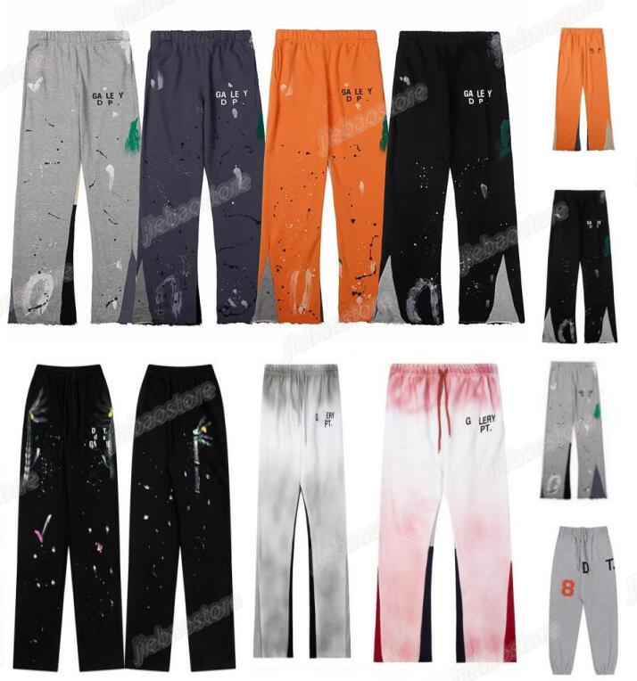 Mens Jeans Pants Galleries Sweat Depts Pants Speckled Letter Print Men's Women's Couple Loose Versatile Casual Pants Straight Graffiti Pants Orange Gray Red