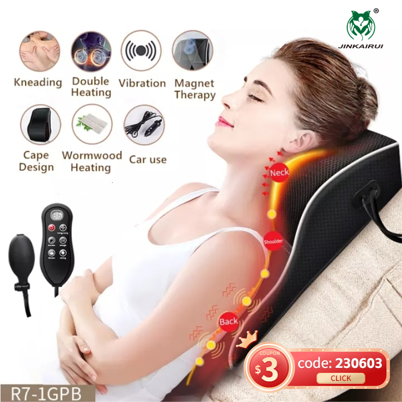 Massaging Neck Pillowws est Remote Control Car Home Dual Use Massage Pillow Protable Neck Back Shoulder Waist Body Massager Gift Relief Pain Fatigue 2