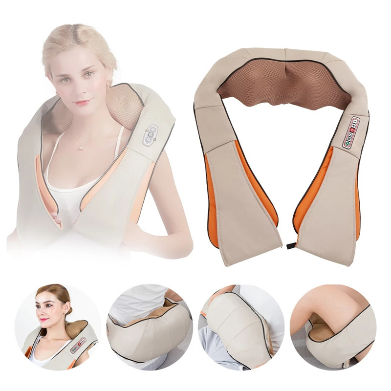 Massaging Neck Pillowws U Shape Electrical Shiatsu Massage Shawl Back Neck Shoulder Body Massager Device Infrared Heated Kneading CarHome Massage Shaw