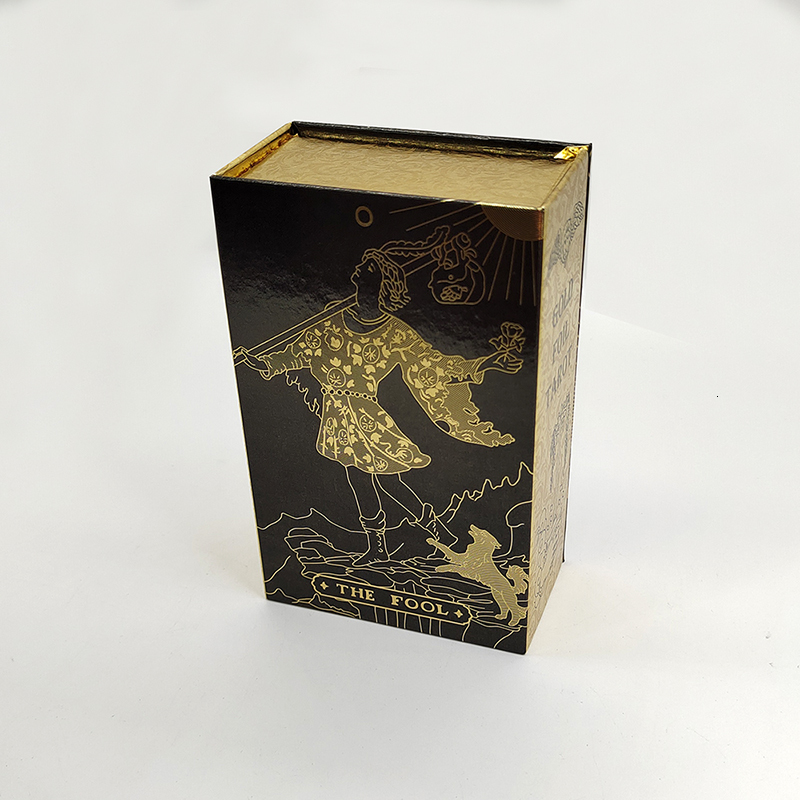 Outdoor Games Activities Good Quality Frosted Gold Tarot Deck Waterproof Divination Cards Plastic With Guidebook And Exquisite Flip Box 230717