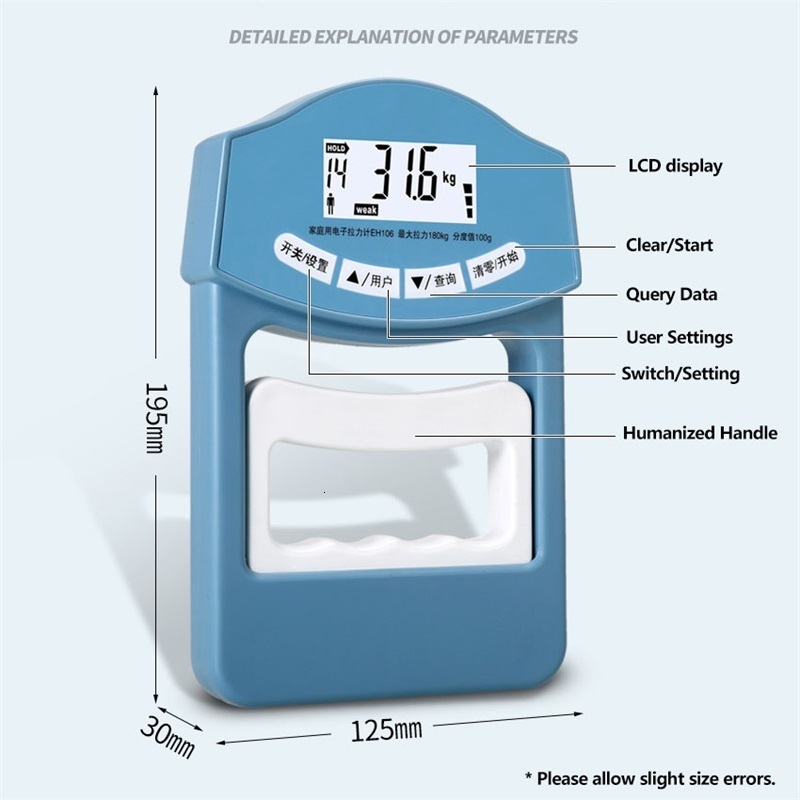 Hand Grips 396Lbs180 Kgs Digital Hand Dynamometer Grip Strength Measurement Meter Auto Capturing Exercise Training Electronic Grip Power 230717