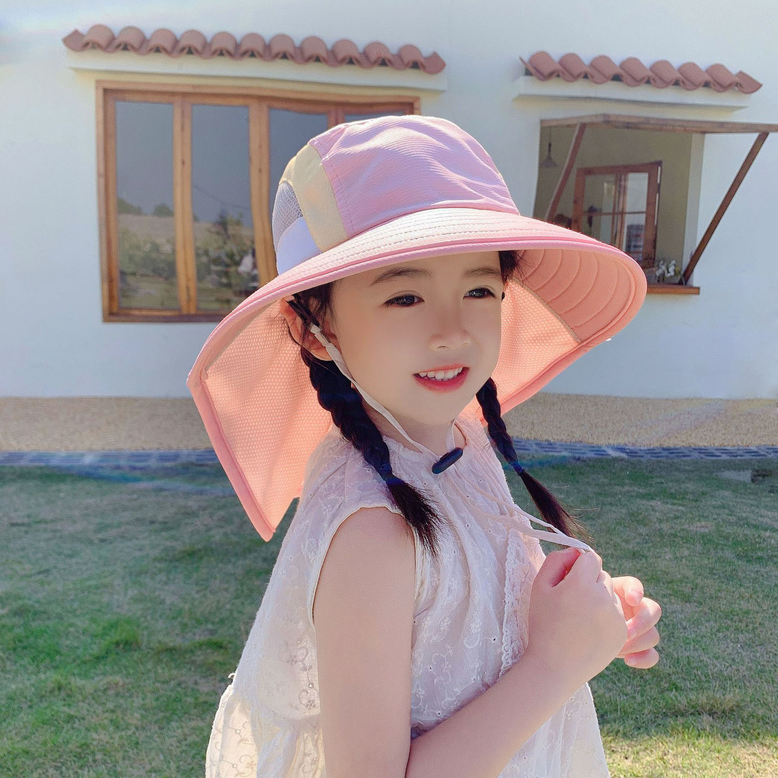 Caps Hats Summer Baby Sun Hat with Neck Flap Wide Brim Beach Hat Kids Bucket Hat UV Protection Panama Cap Outdoor Swim Vacation Beach Hat 230717