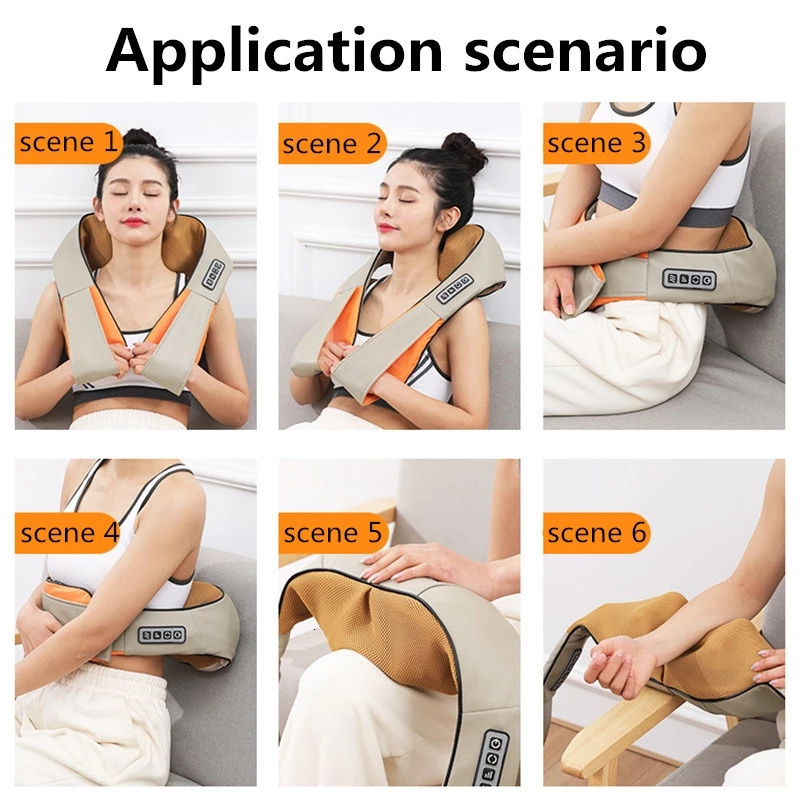 Massaging Neck Pillowws U Shape Electrical Shiatsu Massage Shawl Back Neck Shoulder Body Massager Device Infrared Heated Kneading CarHome Massage Shaw