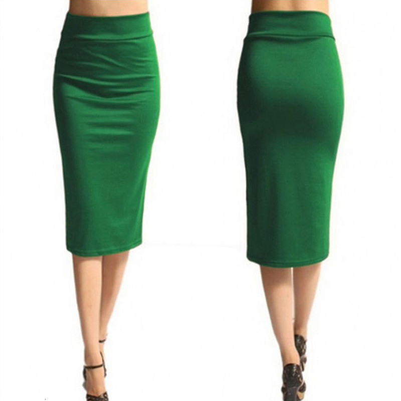 Skirts Women's Pencil skirt Women's Office Elastic Bodycon Midi Skirt Women's High Waist Mid calf Jersey Skirts Puls Size XL 230718