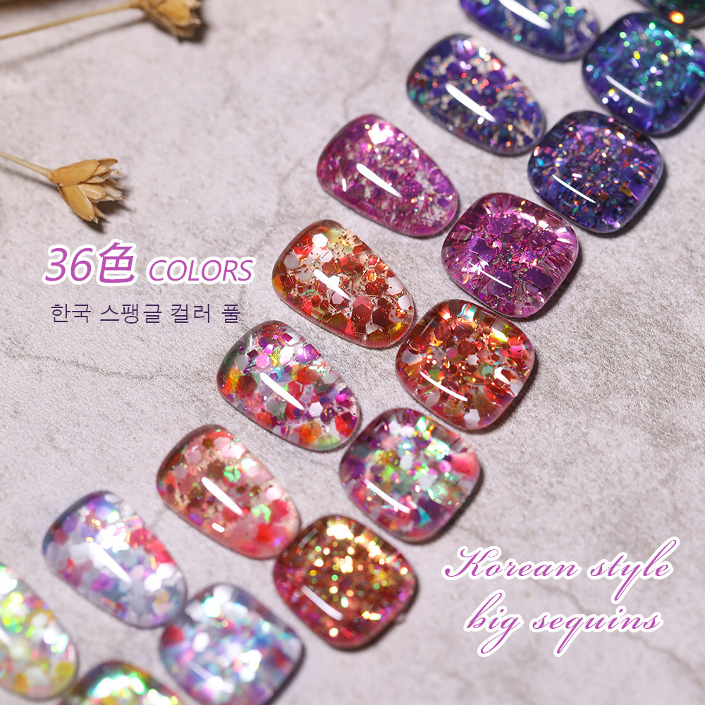 Nail Polish Nude Color Sequin Glitter UV Gel Semi Permanent Shiny Sparkle Soak Off Art Varnish 230718
