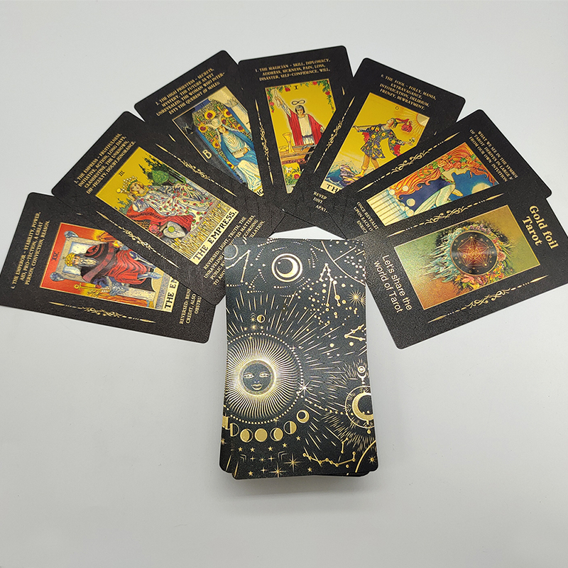 Outdoor Games Activities Good Quality Frosted Gold Tarot Deck Waterproof Divination Cards Plastic With Guidebook And Exquisite Flip Box 230717