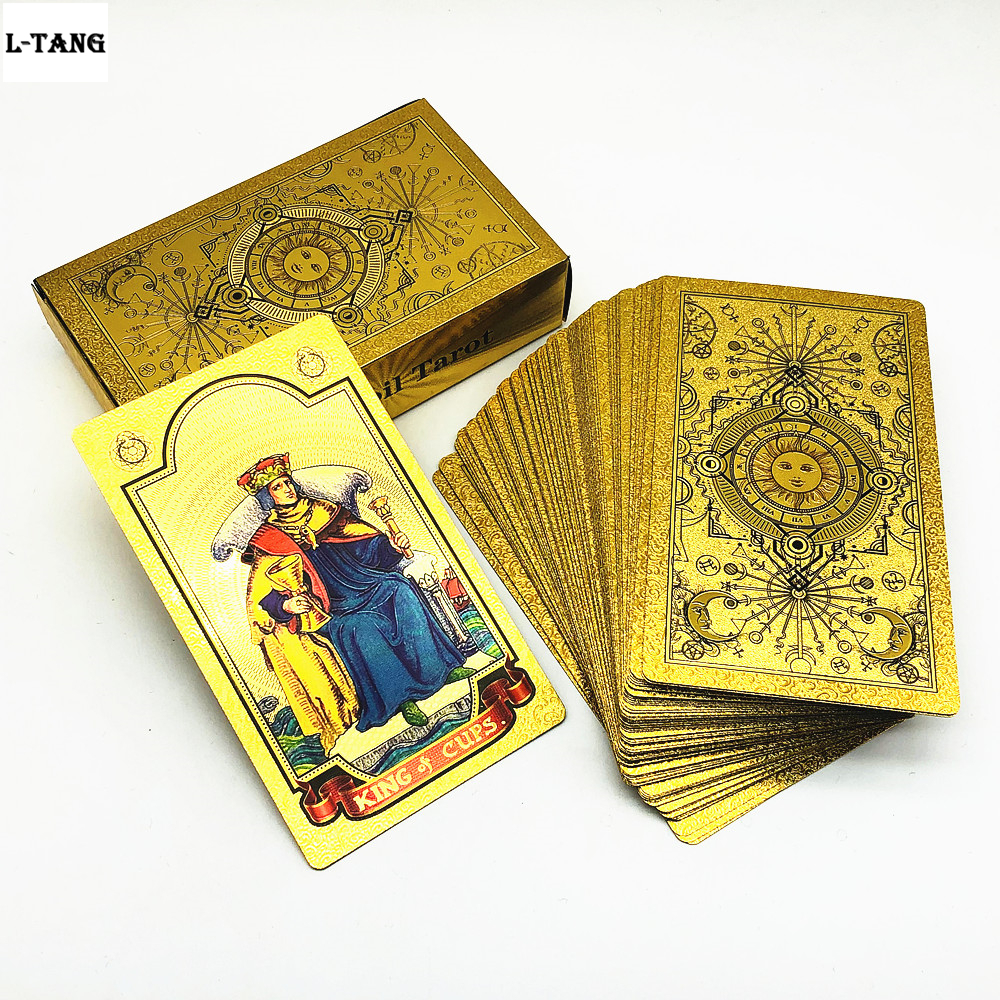 Outdoor Games Activities 1 Deck Gold Tarot Cards Plastic Tarot Home Board Game Gift cards L702 230718