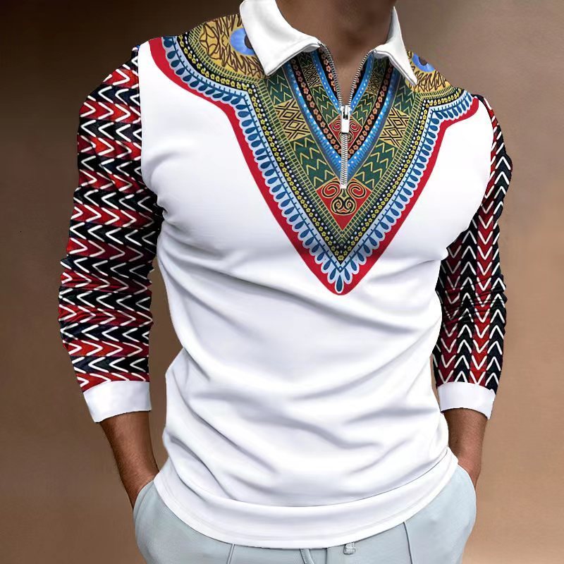 Men s Polos Autumn African Print Long Sleeve Polo Shirt casual retro ethnic clothing in European size S 3XL 230718
