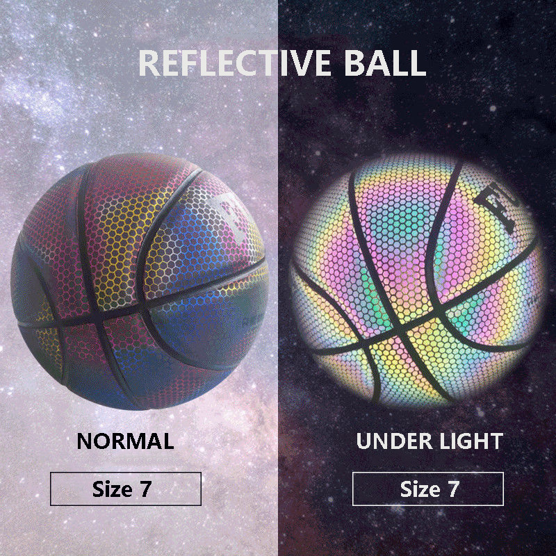 Balls Selling PU Basketball Reflective Ball Glow Basketball Size 7 Outdoor Indoor Ball Glowing Luminous Basketbol Gift 230717