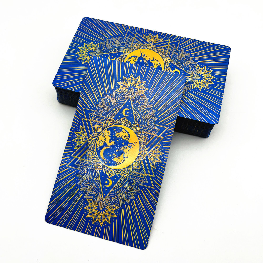Outdoor Games Activities 1 Deck Plastic Tarot Cards Gold Black Blue Green Cards 7*12cm Waterproof Durable Home Board Game Divination 78 Cards 230718