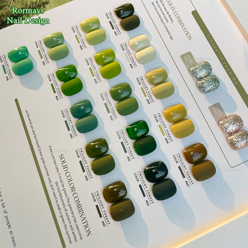 Rormays 24 Color Gel Nail Set New Hybrid New Summer Gel Transparent Bright Green Collection Durable Varnish Primer UV LED Immersion Nail Art Factory W