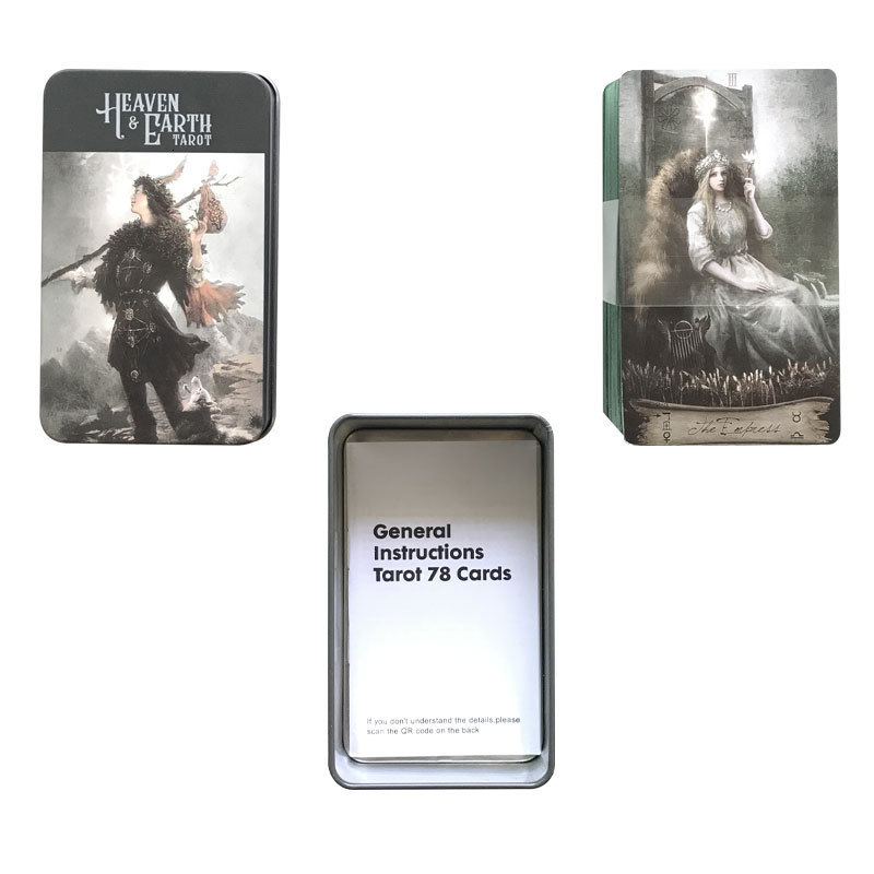 Outdoor Games Activities Heaven Earth Tarot Card Tin Box Gilded Edge Fate Divination Family Party Playing Card Game Tarot Card 78 Deck Paper Guidebook