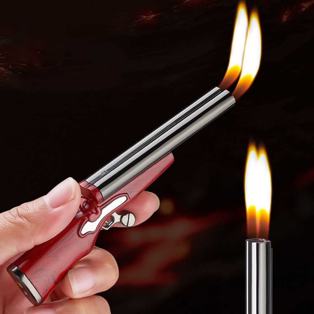 NEW Cool Gadgets Candle Lighter Creative Mini Gun Dual Flame Refillable Butane No Gas Gifts for Men GYKM W260202