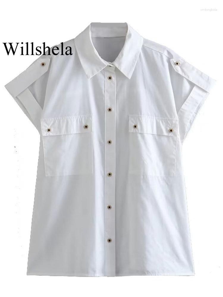 Women' Blouses Women Fashion With Pockets White Single Breasted Shirts Vintage Short Sleeves Lapel Neck Female Chic Lady Blouse
Women' Blouses Women Fashion With Pockets White Single Breasted Shirts Vintage Short Sleeves Lapel Neck Female Chic Lady Blouse