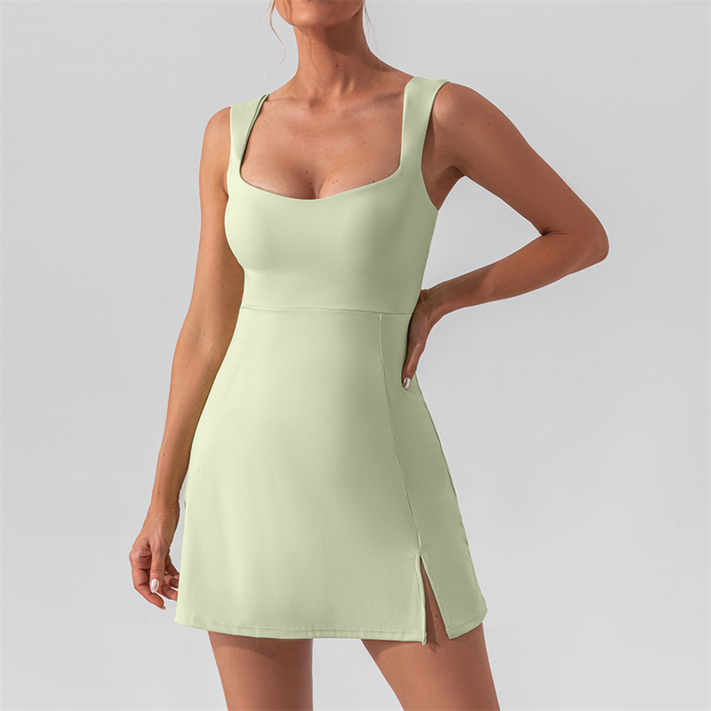 Tennis Dress Yoga Outfit Yoga Chest Pad Inside Shorts Dresses Golf Gym Slip Fitness Women Dress YW982L