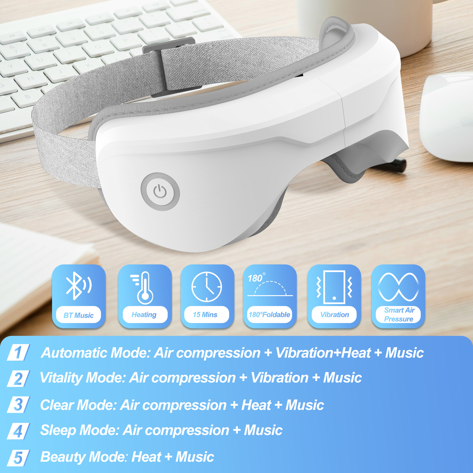 Eye Massager Eye Massager Smart Airbag Vibration Eye Care Instrumen Bluetooth Music Air Pressure Foldable Heating Massager Relieves Fatigue 230718
