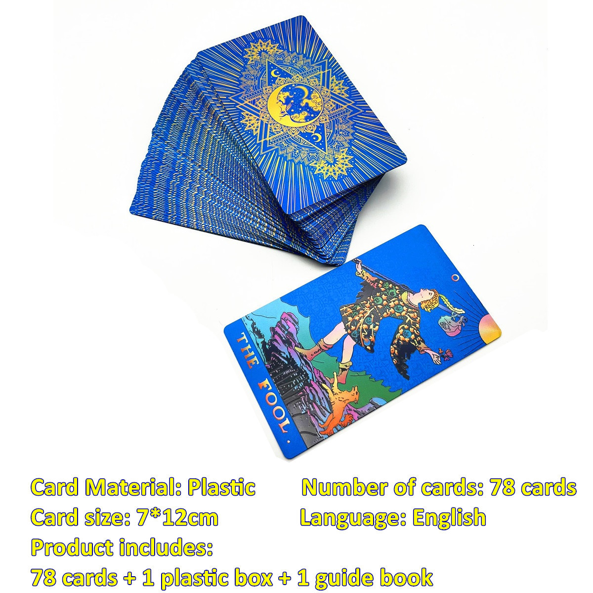 Outdoor Games Activities 1 Deck Plastic Tarot Cards Gold Black Blue Green Cards 7*12cm Waterproof Durable Home Board Game Divination 78 Cards 230718