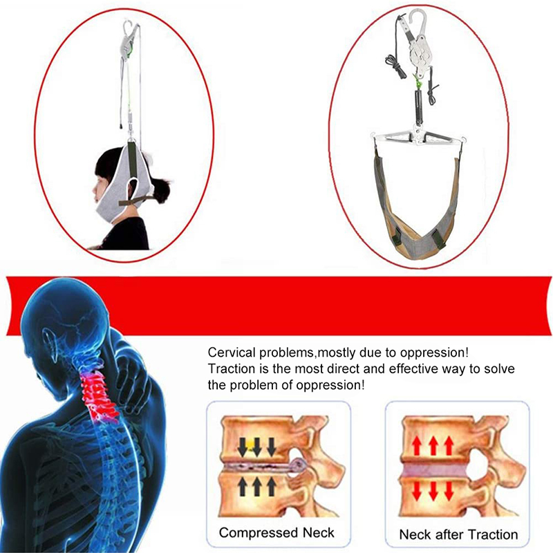 Massaging Neck Pillowws Cervical Traction Over Door Neck Massager Device Kit Stretcher Adjustment Chiropractic Back Head Massager Relaxation Pain Reli