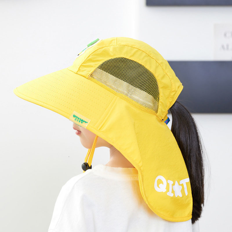 Caps Hats Beach Hat for Kids Outdoor UV Protect Bucket Cap Wide Brim Panama Hat with Neck Flap Summer Baby Accessories for Beach Sun Hat 230717