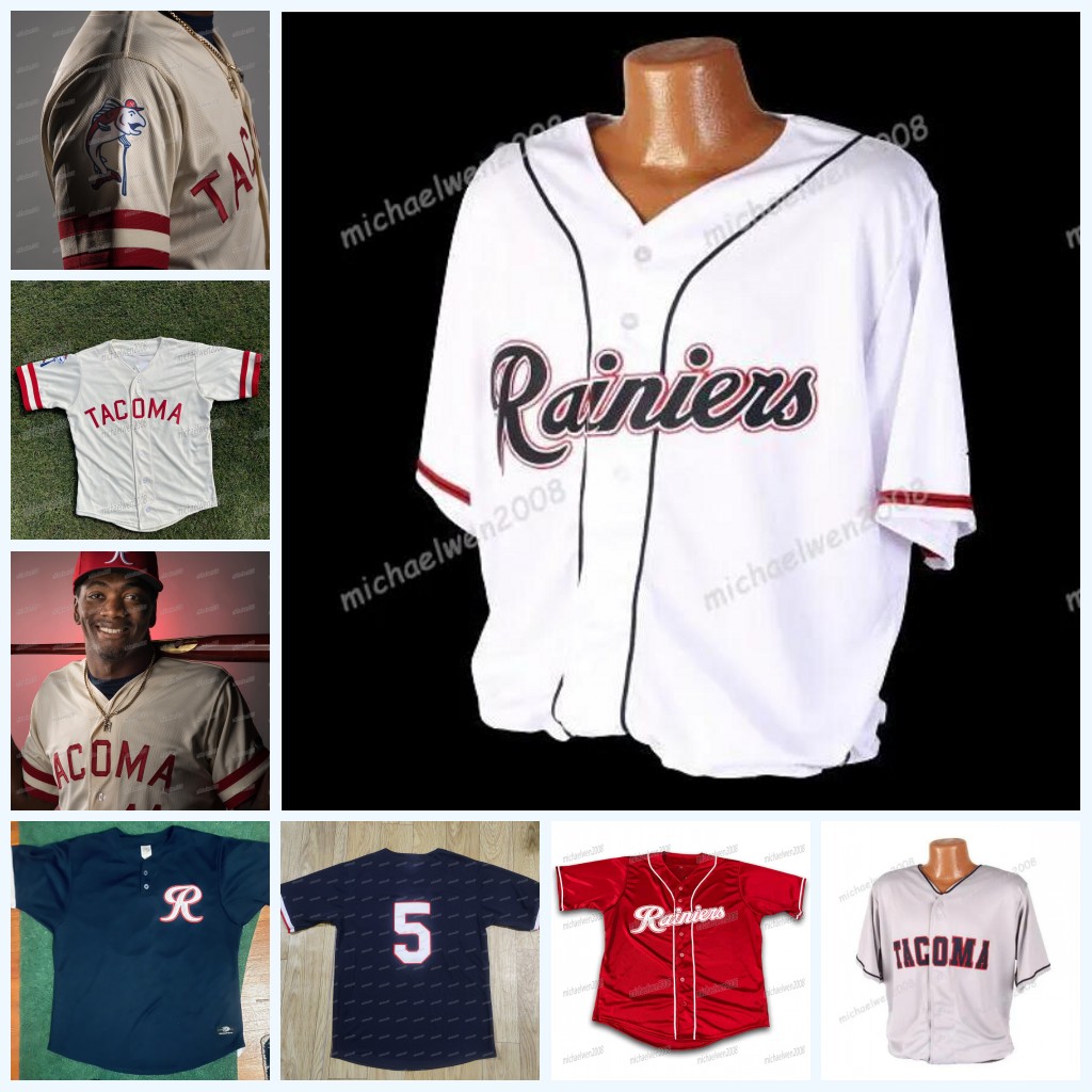 Custom Tacoma Rainiers Baseball Jersey White Grey Red Double Stitched Shirts Baseball Jerseys High-quality