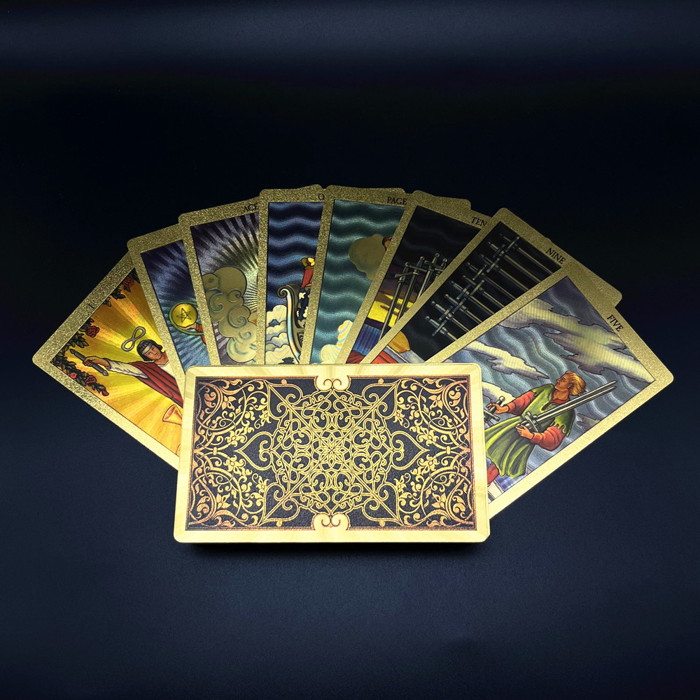 Outdoor Games Activities 1 Deck Tarot Cards Plastic With Guide Book Rider Waite Gold Silver Waterproof Durable Cards Divination 230718