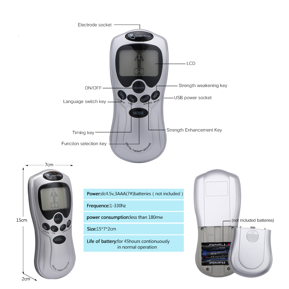 Face Massager Health Care Digital Therapy Machine LCD Screen Full Body 4 Pads Slim Massager Acupuncture Body Neck Massager Electric TENS EMS 230718