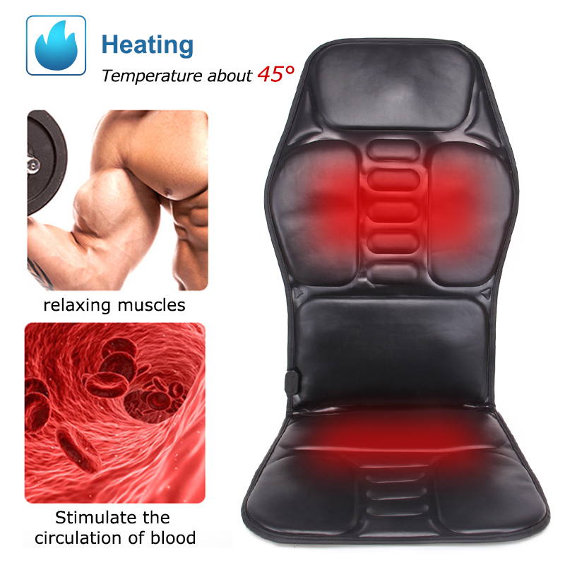 Back Massager Electric Car Massage Chair Neck Back Massager Pad Heating Vibrating Body Massage Cusion Home Car charging Relax Mat 230718