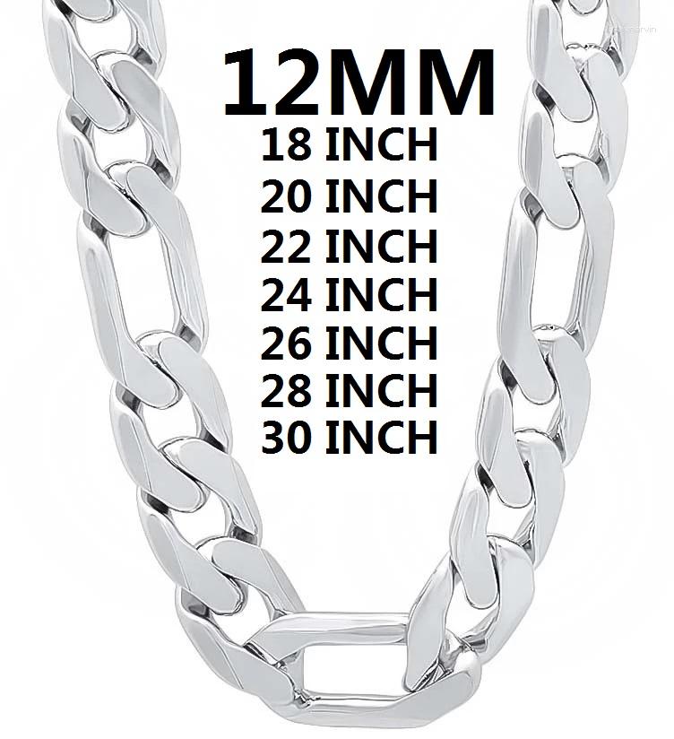 Chains Solid 925 Sterling Silver Necklace For Men Classic 12mm Cuban Chain 18-30 Inch Charm High Quality Fashion Jewelry Wedding