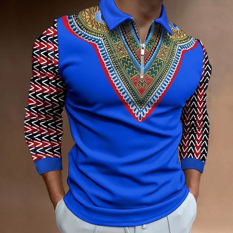 Men s Polos Autumn African Print Long Sleeve Polo Shirt casual retro ethnic clothing in European size S 3XL 230718