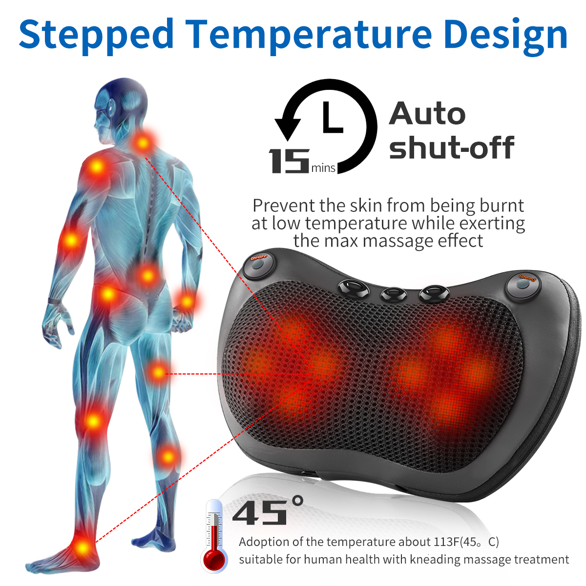 Massaging Neck Pillowws 8 head Neck Massage Pillow Electric Shoulder Back Heating Kneading Infrared therapy shiatsu head pillow Massager 230718