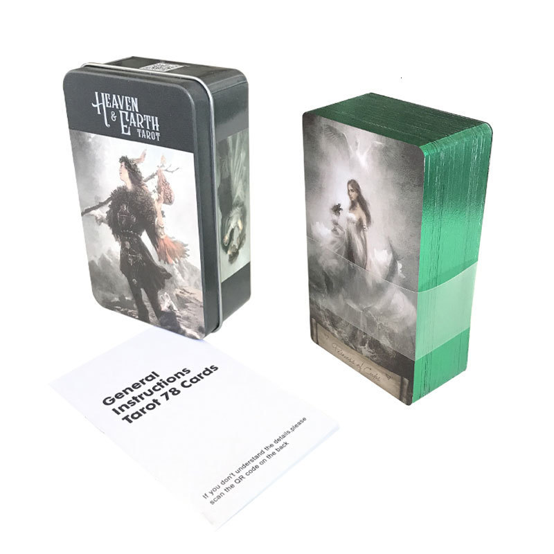 Outdoor Games Activities Heaven Earth Tarot Card Tin Box Gilded Edge Fate Divination Family Party Playing Card Game Tarot Card 78 Deck Paper Guidebook