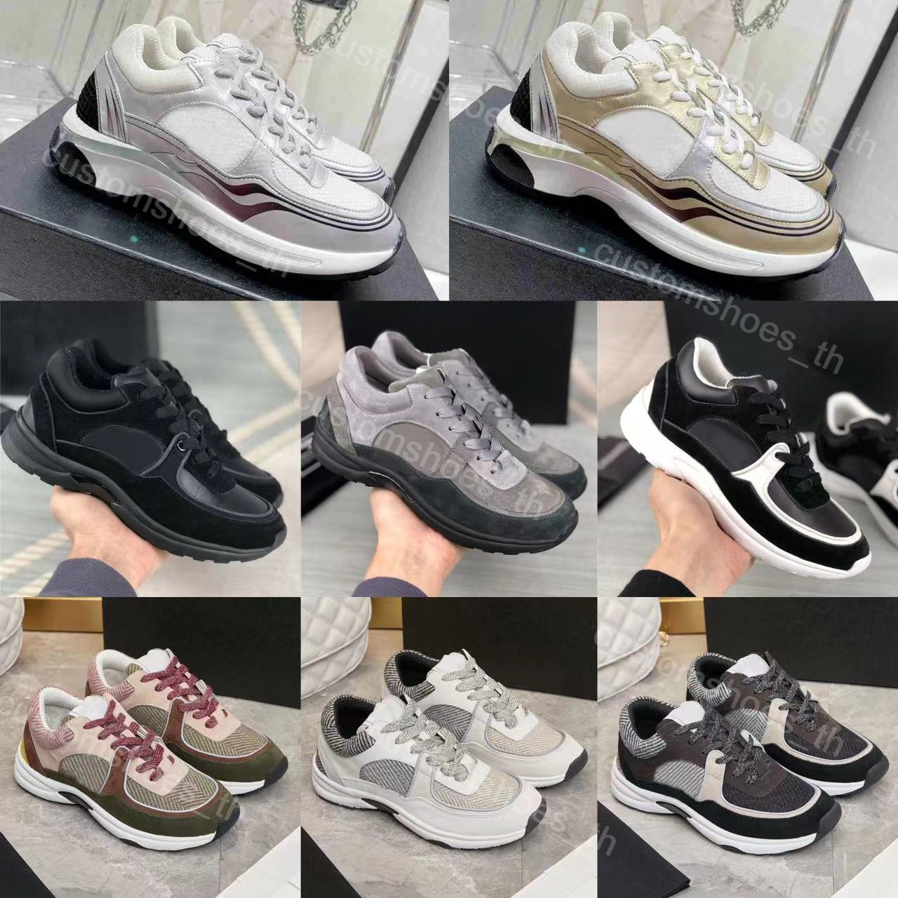 Designer Sneakers Men Shoes Women Trainers Calfskin Reflective Sneaker Vintage Platform Trainer Chunky Leather Shoe Suede Lace up With Box