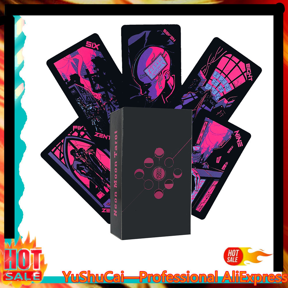 Outdoor Games Activities 78 Cards Neon Moon Tarot Deck Pocket Size for Fate Divination Board Game Tarot and A Variety of Tarot Option 230718