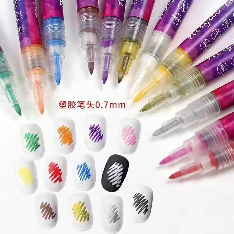 Nail Polish 4/12 pieces of nail art graffiti pens Black UV gel polishing Color painting detail pen DIY nail art gel polishing decoration tools 230718
