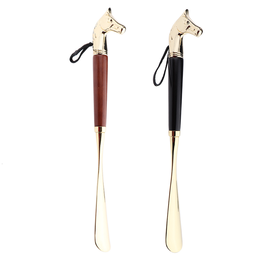 Shoe Parts New Accessories 32 cm Metal Horn Handle Long Remover Shoehorn Handheld Durable Shoeshorn 32cm Wood Hand Lifter 230718
