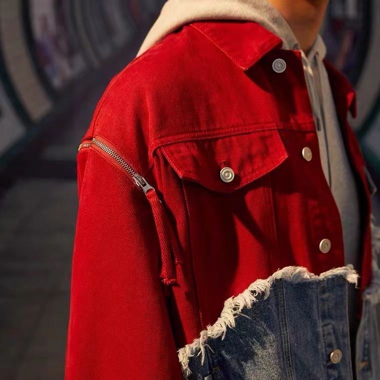 Men s Jackets Jacket Fashion Personality Handsome Patchwork Denim Top Couple Dress 230718