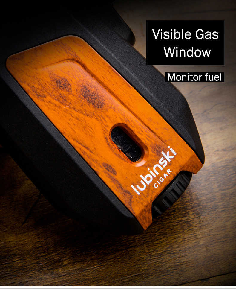 LUBINSKI Luxury 3 Torch Metal Lighter Jet Turbine Outdoor Barbecue Kitchen Butane No Gas Windproof Cigar Accessory Gift Men O5GZ W260202