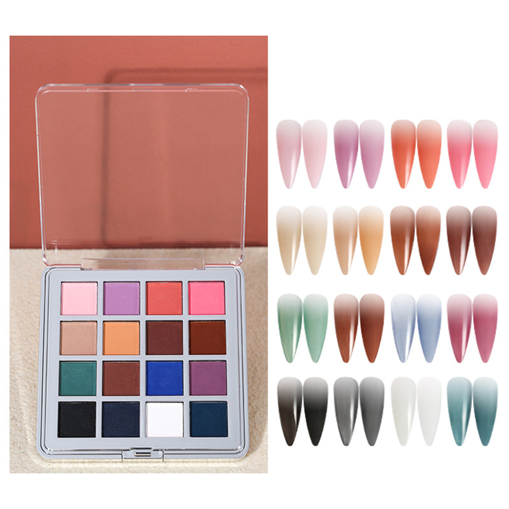 Nail Glitter 16 color fashionable nail glitter suit gradual change solid powder pigment dust gel nail polish art varnish DIY decorative skills 230718