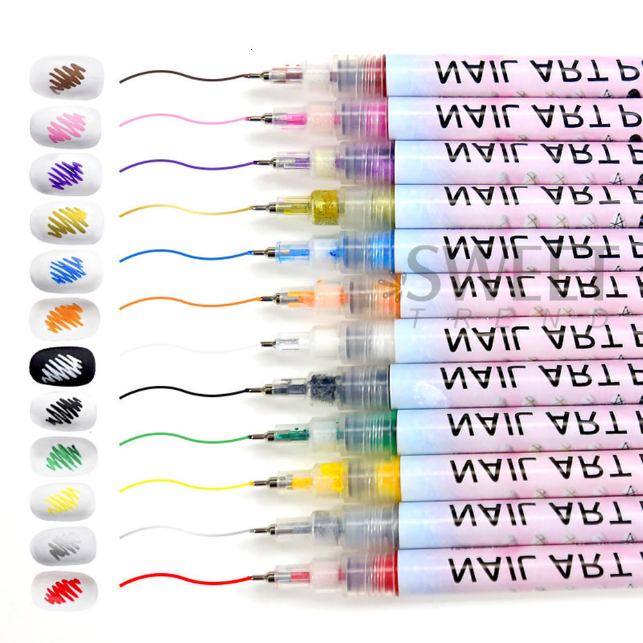 Nail Polish 12 color nail polish brush graffiti DIY 3D waterproof semi permanent line drawing brush gel Polish art hand tool decoration 230718