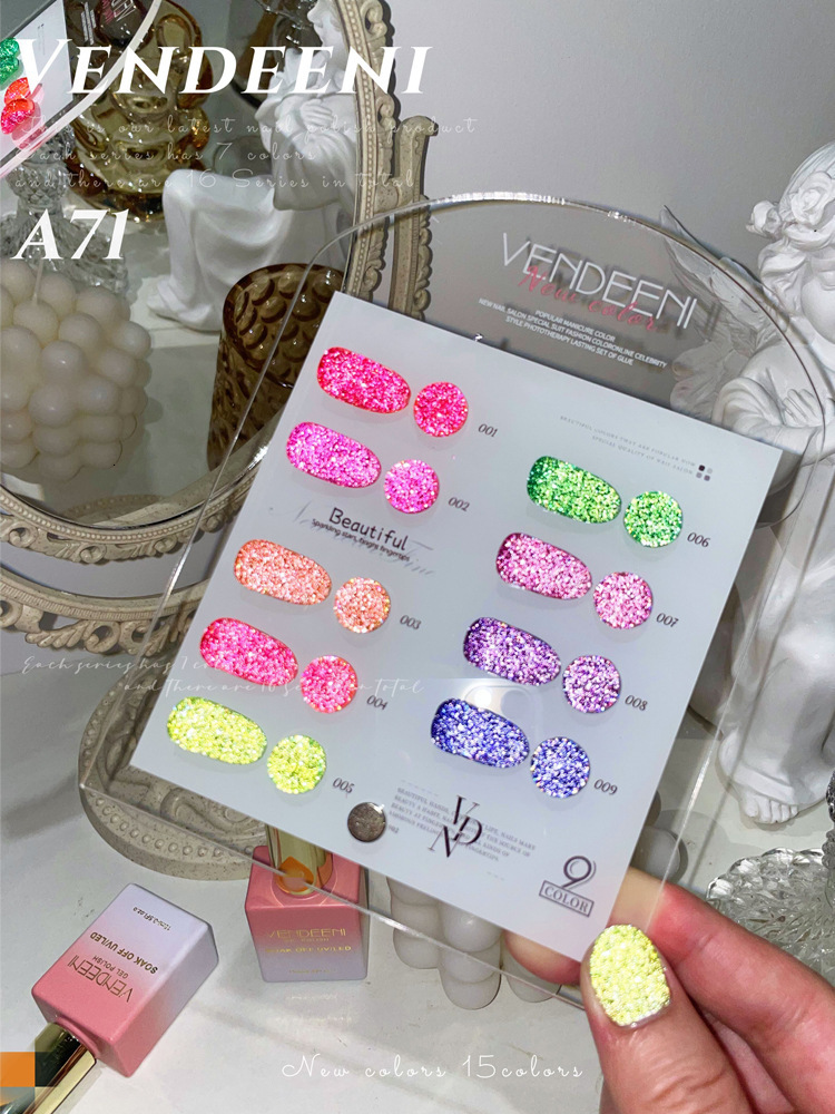 Nail Polish Fluorescent glitter sequin nail gel polishing neon light full-color paint nail art manual spraying enamel UV gel varnish 230718