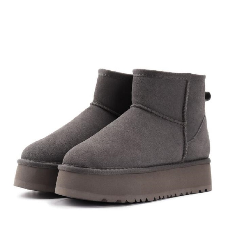 Classic Mini Platform Boots For Women Ultra Chestnut Matte Fur Snow Boots Suede Wool Blend Comfort Winter Designer Ankle Booties Size 35-44